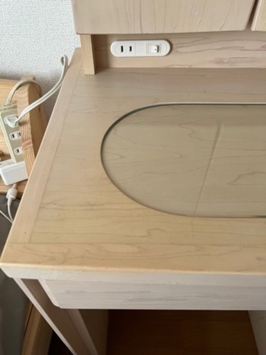 【木製化粧台】機能的かわいいドレッサー三面鏡収納イス付き
