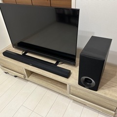【受渡済】40型テレビ、サウンドバー、テレビ台セット