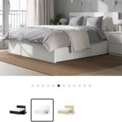 IKEA ダブルベットフレーム　白160x200cm 収納4個付きの画像