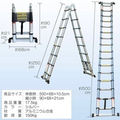 はしご兼用脚立 伸縮 5m 2.5m