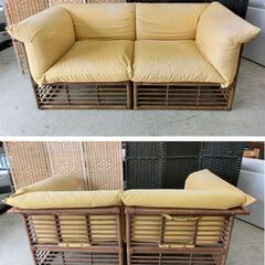 カサブランカ/CASABLANCA ラタン ソファ 2人掛け イエロー カデンザ