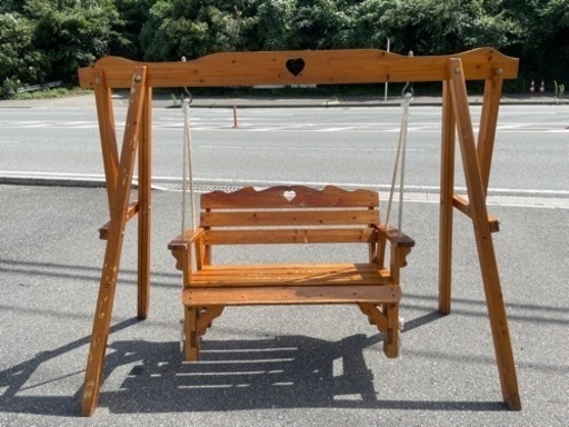 ☆中古品 ガーデンチェア 木製ベンチ ブランコ 2人乗り☆