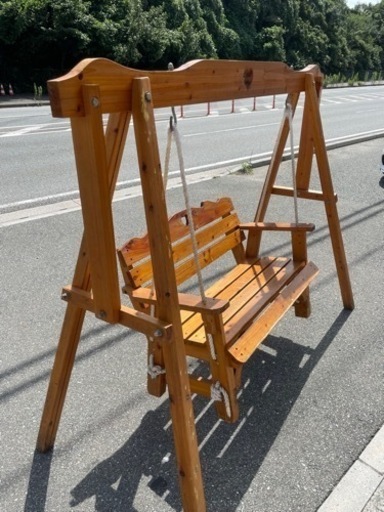 ☆中古品 ガーデンチェア 木製ベンチ ブランコ 2人乗り☆