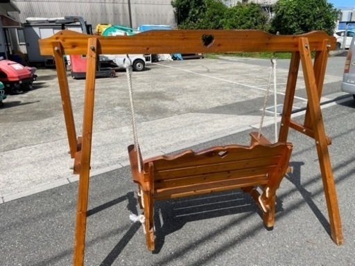 ☆中古品 ガーデンチェア 木製ベンチ ブランコ 2人乗り☆