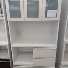 ★ジモティ割あり★  レンジボード オフホワイト H184×D47×W91 クリーニング済み HJ759