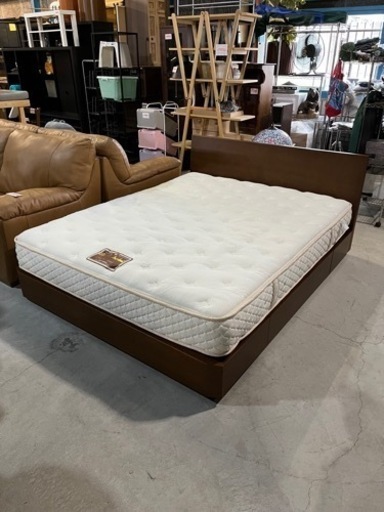 ☆激安販売!!☆ 収納付き!! 配送組立て応相談!! 日本ベッド クイーンサイズ フレーム＆マットレス Silky Pocket