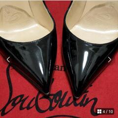 クリスチャンルブタン 37 (24cm) ピンヒール10cm エナメル ブラック