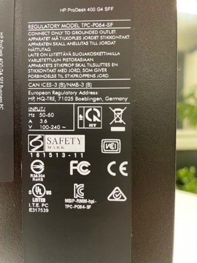 デスクトップパソコン　HP Prodesk 400 G4SFF