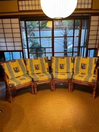 アンティーク　フランス　ラタンソファ