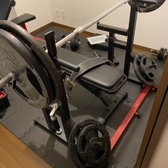 足立区！26日まで！購入価格約8万円！ベンチプレスセット！ 110kg ボディーメーカープレート 引き取り限定の画像