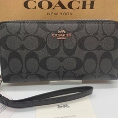 COACH long wallet C4452 black si...