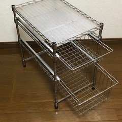 スライド式　スチールラック　2段　錆アリ