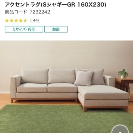 ニトリ　アクセントラグ　Sシャギー　グリーン