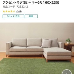 ニトリ　アクセントラグ　Sシャギー　グリーン