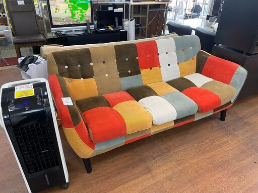 リサイクルショップどりーむ天保山店　No.9727　３人掛けソファ♪　カラフルデザイン♪　配達・設置可能！