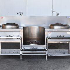 【ヤ取終了11/25】≪yt865ジ≫ マルゼン 外管式MRS 中華レンジ MRS-103C LPガス 2017年 3口コンロ ラーメン/炒め/スープ/そば 現状品 50504-03の画像