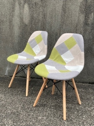 定価30,148円！後藤家具物産  2脚セット！ダイニングチェア グリーン 座高46cm ファブリックチェアー GR ビーチ材、アイアン脚部フレーム ヨーデル グリーン