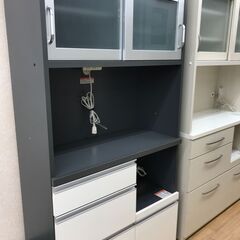 ★ジモティ割あり★  食器棚 グレー H180×W90×D41 クリーニング済み KJ3056