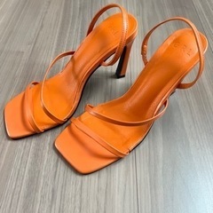 （値下げ）ミュール　ヒール　オレンジ