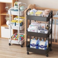新品⭐️ホイール付き 収納ラック ホワイト リビング キッチン ...