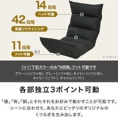 【美品】１億円座椅子 LOWYA 42段ギア ソファ張地グリーンの画像