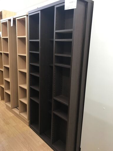★ジモティ割あり★  スライド本棚 ダークブラウン H180×W88×D42 クリーニング済み KJ3059