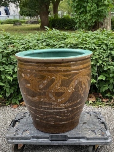 ◎お値下げしました‼️ ① ピータン 甕 壺 メダカ 陶器 植物鉢 金魚鉢 メダカ ビオトープ 火鉢 ☆お値下げ可‼️です。