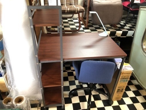 リサイクルサービス八光】幅90㎝ ダークブラウン PCデスク3点セット