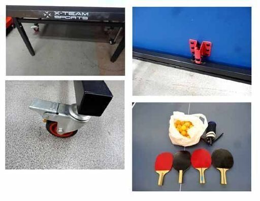 X-TEAM SPORTS 卓球台 国際規格サイズ セパレート式 （ラケット×4 ネット 球 セット) 折りたたみ収納可能 西岡店