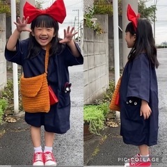ハロウィン　ハンドメイド　魔女の宅急便　キキ　コスチューム　4歳から6歳くらい　120 コスプレの画像
