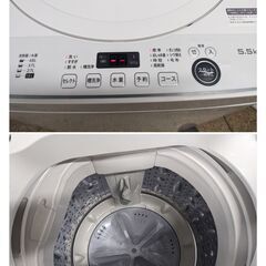 2021年製 SHARP 全自動電気洗濯機 5.5kg ES-GE5E-W 風乾燥3.0kg コンパクトの画像