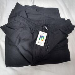 ☆Rooeadfu サルエルパンツ 2XL メンズズボンブラック◆夏でも涼しい着心地・七分丈の画像