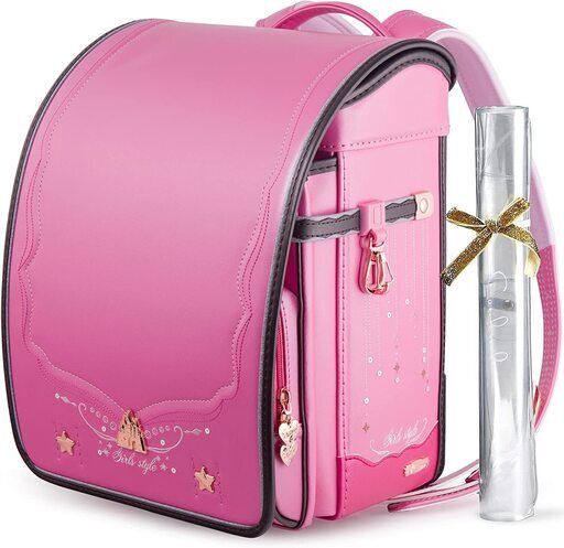 【新品】新作 女の子ランドセル キャッスルモデル 高級 大容量 軽量 6年保証 全国送料無料 スクールバック 小学生通学カバン ピンクｘダークブラウン