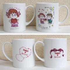 未使用品 不二家 ペコちゃん ペコラブリーマグ 2つセット 水森亜土 コラボ 2012 ハート菓子缶付き　マグカップ 2種 2絵柄 ポコちゃん コレクション ☆ PayPay(ペイペイ)決済可能 ☆ 札幌市 豊平区 平岸の画像