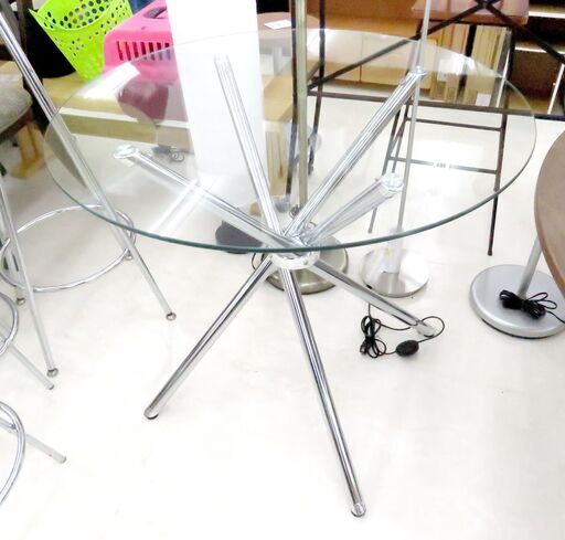 北海道 千歳市/恵庭市 近郊配送可能 WENYU ガラス天板ダイニングテーブル 円形 丸形 店頭でのお受け渡し大歓迎