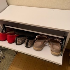 シューズボックス　鏡付き　ミラー付き　収納ボックス　靴の画像