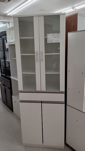 ★ジモティ割あり★  食器棚 白 H178×D40×W60 クリーニング済み TJ2006