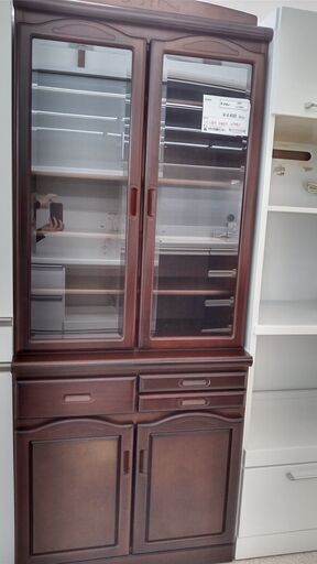 ★ジモティ割あり★  食器棚 茶 H180×D45×W74 クリーニング済み TJ2008