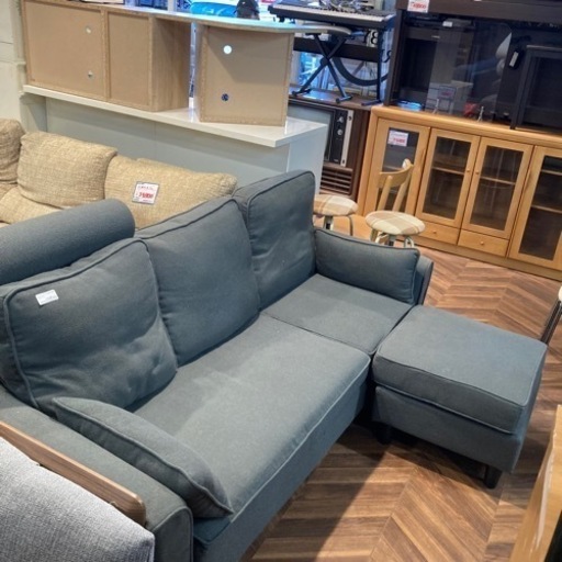 【BY REUSE 霧島国分新町店 出張買取•見積完全無料¥0】ナフコ　オットマン付き３人掛けソファ　GL