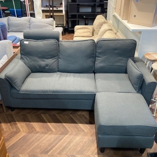【BY REUSE 霧島国分新町店 出張買取•見積完全無料¥0】ナフコ　オットマン付き３人掛けソファ　GL