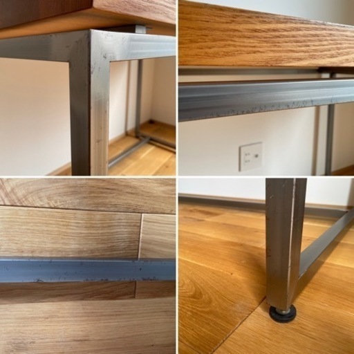 決まりました。WORK DESK ワークデスク タモ無垢材 スチール角パイプ サイズ1100×600×H720