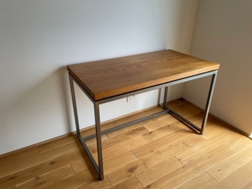 決まりました。WORK DESK ワークデスク タモ無垢材 スチール角パイプ サイズ1100×600×H720