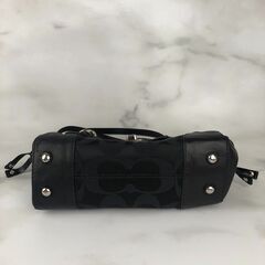 COACH ナイロン×レザー シグネチャー ターンロック 黒 ショルダーバッグ トートバッグ  手提げ 肩掛け　usedの画像