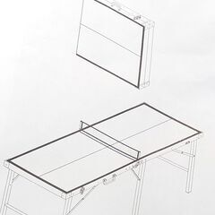 未使用品 折りたたみ式 ミニ卓球台 幅92cm 奥行き184cm...