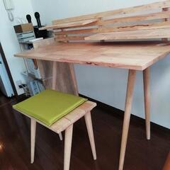 美品　天然木　デスクチェアセット
