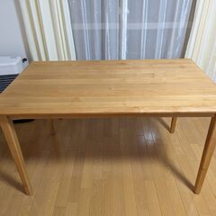 【受け渡し済み】美品 木製 無垢材ダイニングテーブル  ナチュラル 125cm
