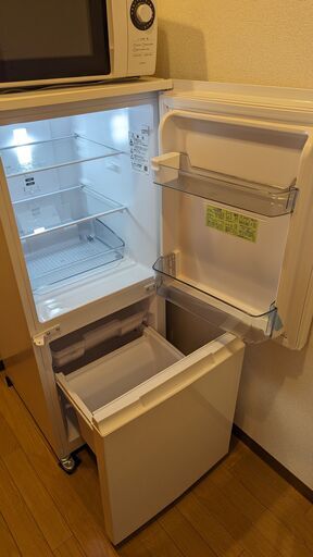 【お譲り先決定】【清掃済】21年製 152L 冷蔵庫 白 ‎両開き シャープ SHARP SJ-D15H-W (幅49.5cm) 使用感少
