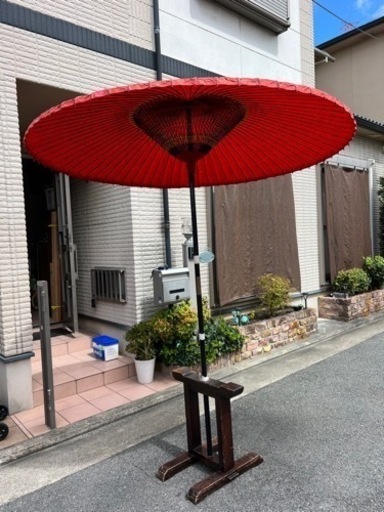 番傘　野天傘　展示用木製台付き