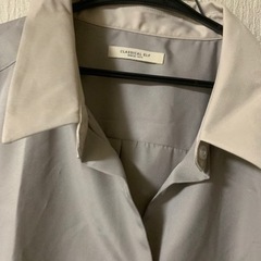 バイカラー半袖オーバークレリックシャツ（男女兼用）の画像