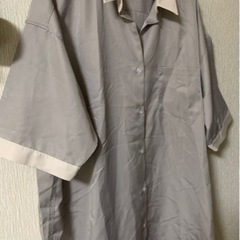 バイカラー半袖オーバークレリックシャツ（男女兼用）の画像